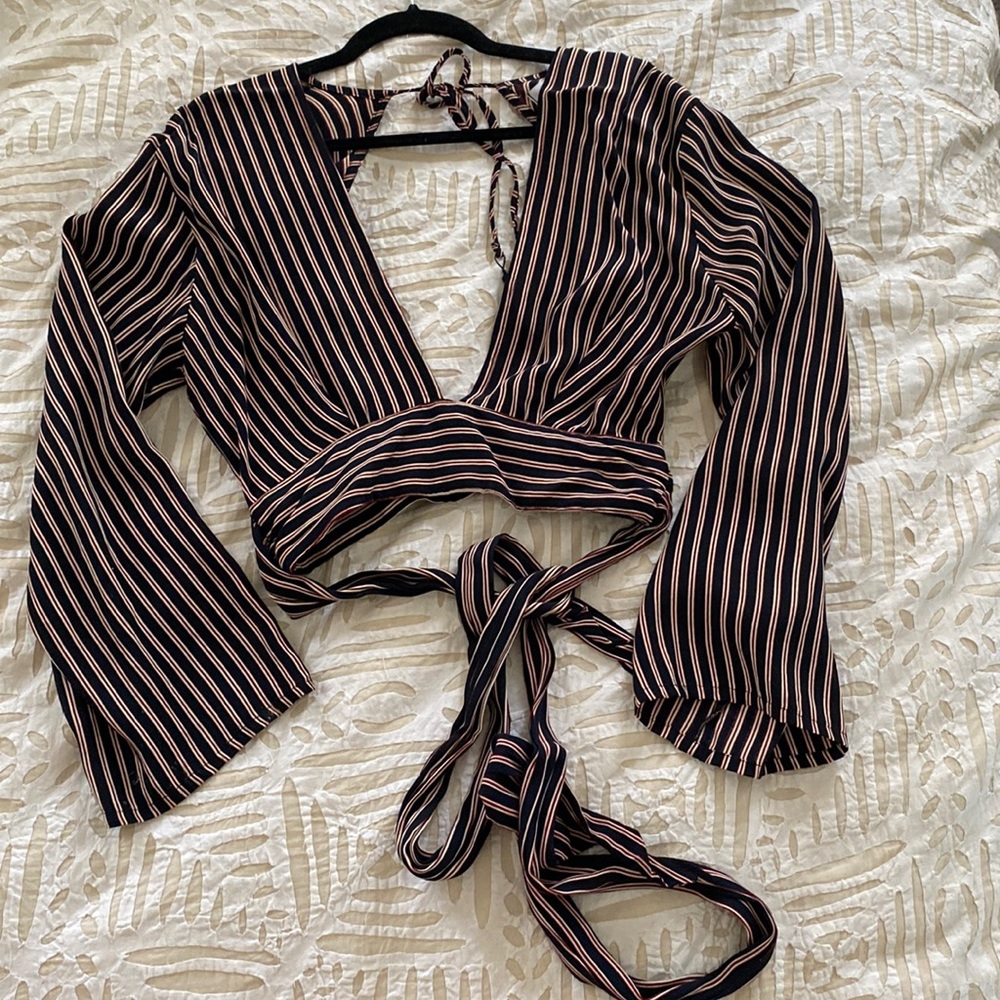 Striped Wrap Crop Top